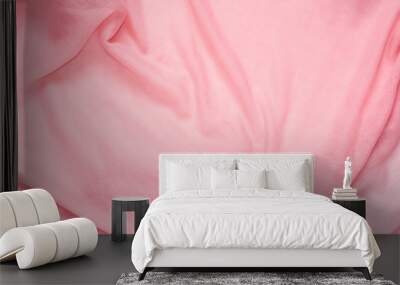 delicate soft and wrinkled fabric pink color background texture Wall mural