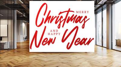 merry christmas and happy new year lettering Wall mural