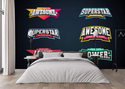 Sport emblem typography set. Super logo for your t-shirt. Mega logotype collection Wall mural