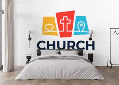 Template christian logo, emblem for school, college, seminary, church, organization. Wall mural