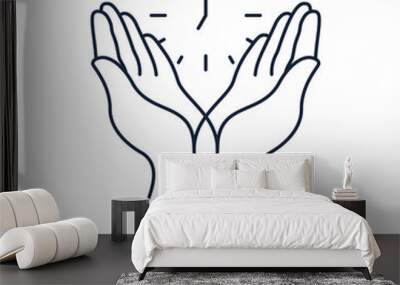 Time to Pray vector logo. Praying Hands Icon with clock. Wall mural