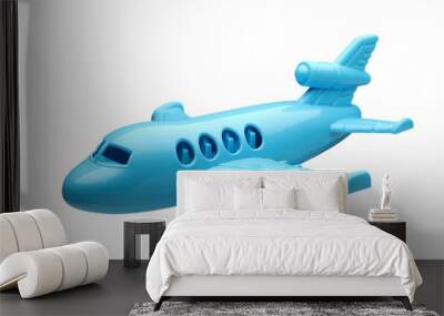 blue plastic toy plane isolated on white background
 Wall mural