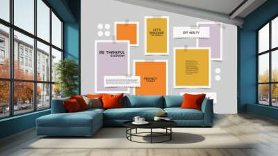 Vector photo collage template moodboard pictures grids vector illustration	 Wall mural