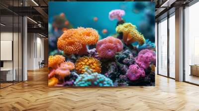 a close up of a coral with many different colored corals Wall mural