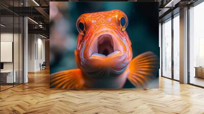 A curious fish with its mouth open staring directly at the camera Wall mural