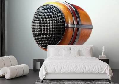 Vintage microphone with a metal grill and wooden housing Wall mural