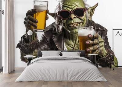 a goblin drinking beer, elf, gnome Wall mural