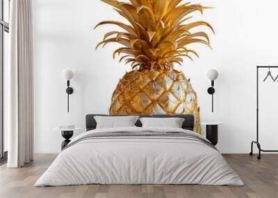 a gold pineapple sitting on a white surface, transparent background png Wall mural