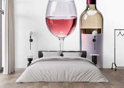 bottle and glass of red wine with grapes Wall mural