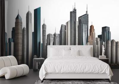 city skyscrapers, city skyline, transparent background png Wall mural