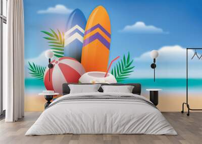 Gradient Summer Beach Background Wall mural