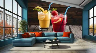 cocktails alcohol drinks with fruits Wall mural