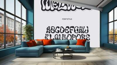 Liquid font typerface vector acid lettering decorative poster alphabet editable Wall mural