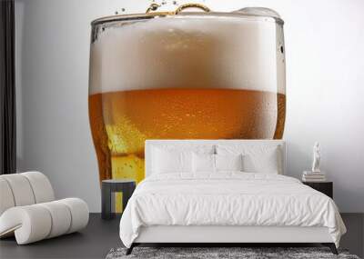 Glass of beer isolated on white Wall mural