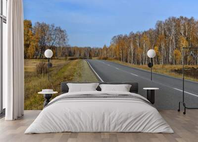 High-speed asphalt highway in the countryside in the forest Wall mural