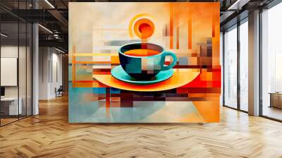 abstract coffee poster. Generative ai Wall mural