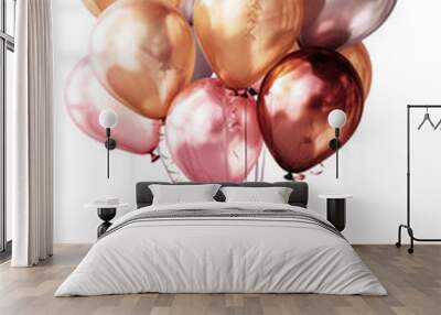 Bouquet, bunch of realistic pink and gold balloons. generative ai Wall mural