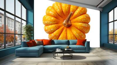 Fresh orange pumpkin , top view Wall mural