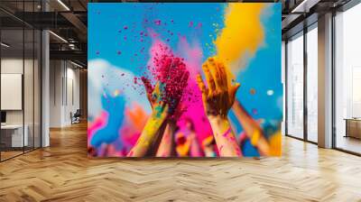 hands with holi powder for Hindu spring festival of colours Wall mural