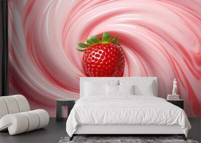 Strawberry pink mousse swirl texture Wall mural