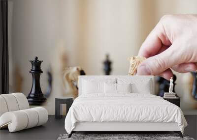 Chess pieces set on a chessboard Wall mural