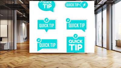 Blue quick tips logo, icon or symbol set with graphic elements suitable for web or documents Wall mural