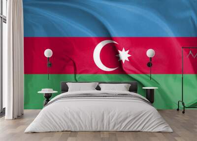 An up close view of Azerbaijan flag flying textures Wall mural