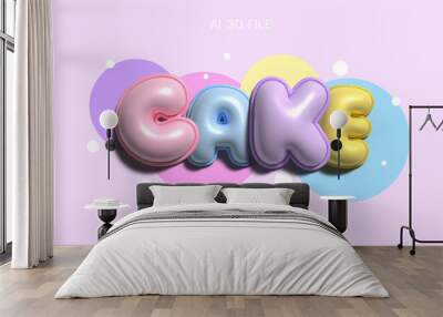 Cake 3d inflated editable text effect Wall mural