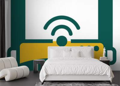 Wifi yellow and green style icon Wall mural