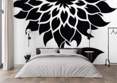 Black and white dahlia silhouette Wall mural