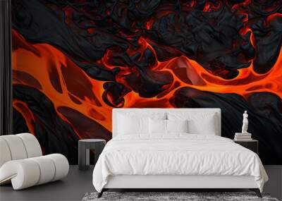 Hot glowing lava close-up. Wall mural