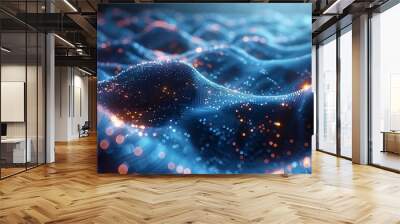 CPU submerged in a sea of binary code waves, double exposure on white background, glowing data streams, intricate digital and oceanic textures, clean design, hd quality. --ar 16:9 --v 6.0 Wall mural