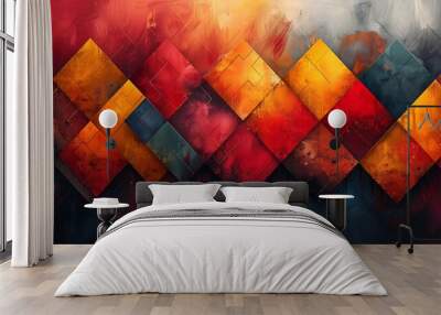 Woven parallelograms in a textile-inspired design, bright and vibrant colors, hd quality, digital illustration, high contrast, geometric precision, modern design, artistic composition, dynamic Wall mural