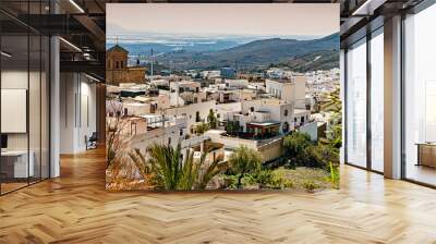 High angle view of the white village of Nijar in Almeria, Spain. Wall mural