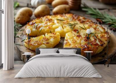 Tortilla de papas. Spanish omelette with potatoes. Spanish cuisine. Wall mural