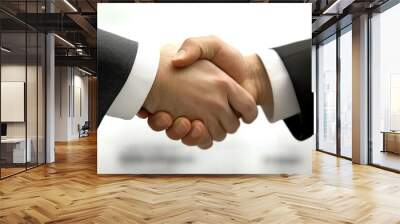 Close-up of two men shaking hands in a business agreement. Wall mural