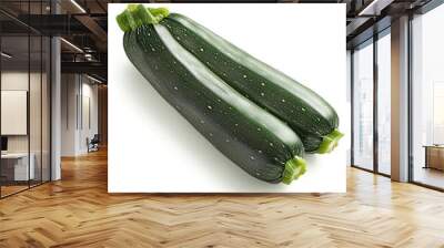 Two fresh green zucchinis with a white background. Wall mural