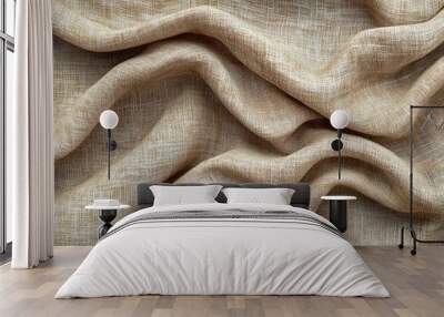 Wrinkled Brown Fabric with White Threads Wall mural