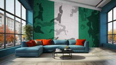 flag of nigeria on the khaki texture . military concept Wall mural