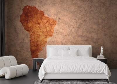 map of south america on a old vintage crack paper background Wall mural