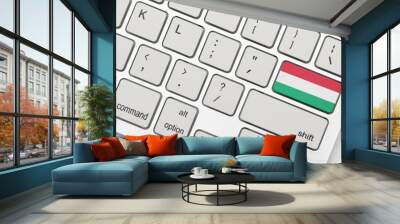 national flag of hungary on the keyboard on a grey background .3d illustration Wall mural