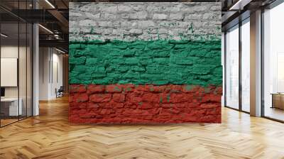 painted big national flag of bulgaria on a massive old brick wall Wall mural