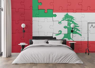 puzzle with the colourful national flag of lebanon and flag of united arab emirates . Wall mural