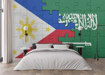 puzzle with the colourful national flag of saudi arabia and flag of philippines. Wall mural