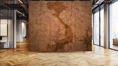 vietnam map on vintage crack paper background Wall mural