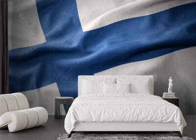 waving colorful flag of finland. Wall mural