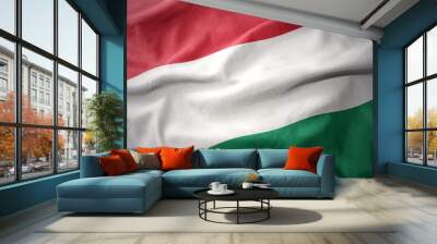 waving colorful flag of hungary. Wall mural