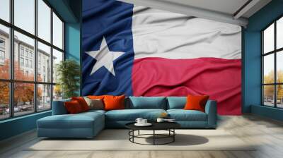 waving colorful flag of texas state. Wall mural