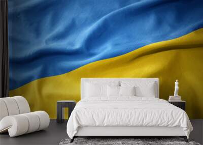 waving colorful flag of ukraine. Wall mural