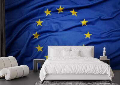 waving colorful national flag of european union. Wall mural